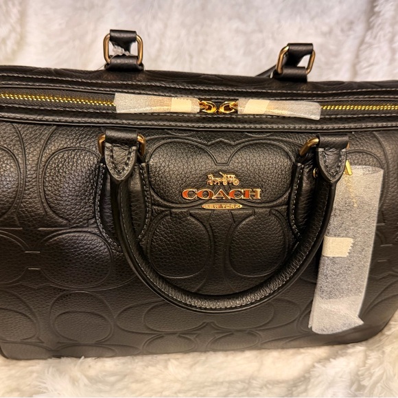 NWT Coach Rowan LARGE satchel bag Embossed Black Leather Satchel - Picture 8 of 10